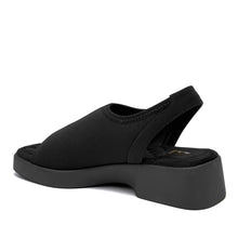 Azura Sandal Flat | Black Stretch Gaberdine