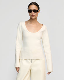 Charlotte | Camilla Seam-Detail Scoop-Neck Sweater in Size Extra Small