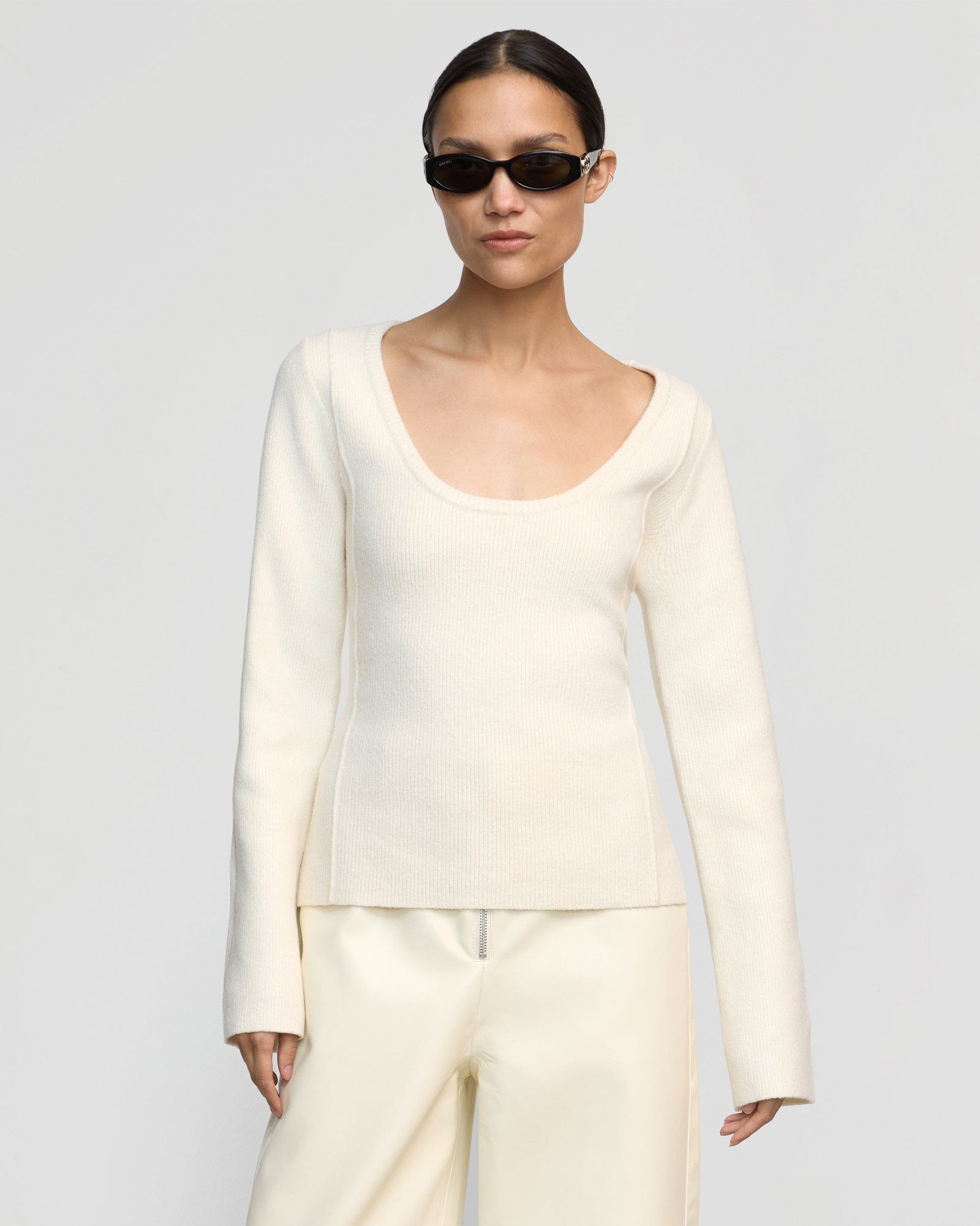 Charlotte | Camilla Seam-Detail Scoop-Neck Sweater in Size Extra Small