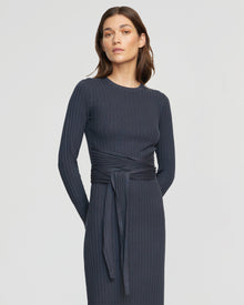 Renee | Carmen Tie-Front Ribbed Dress in Size Small