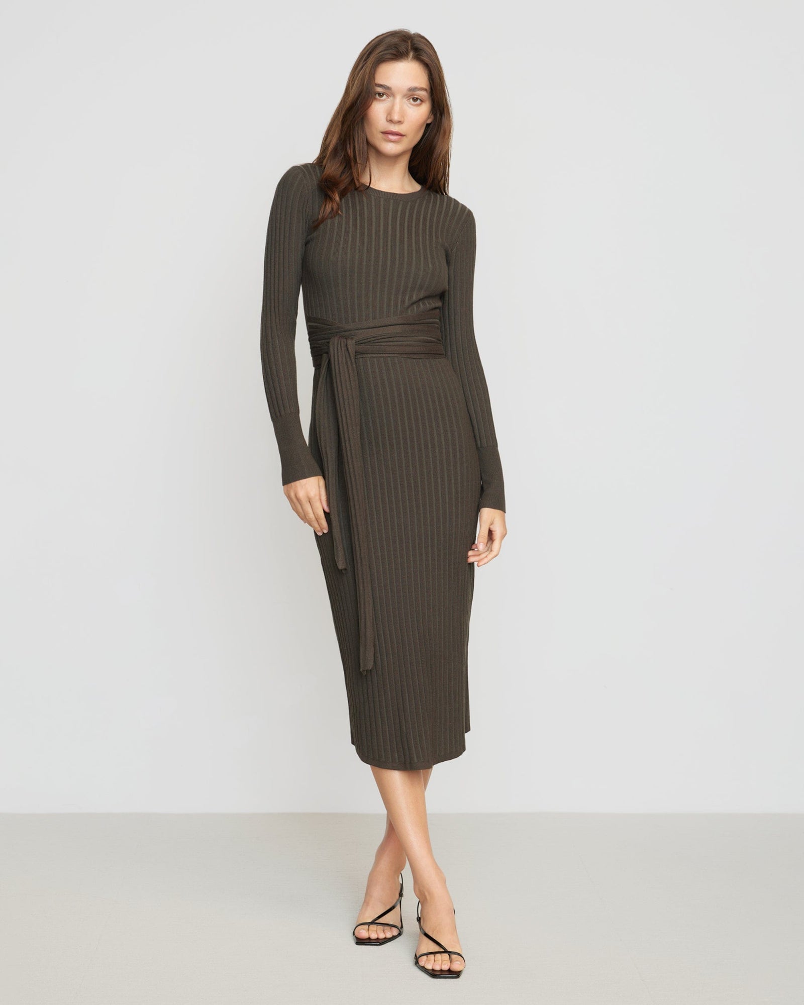 Renee | Carmen Ribbed Long-Sleeve Wrap Dress in Size Small