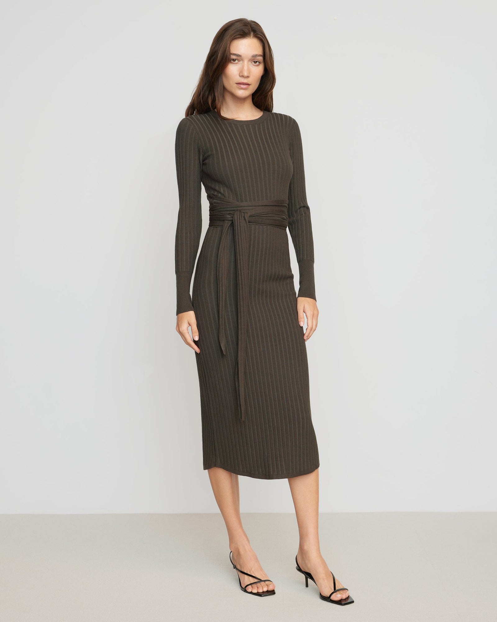 Renee | Carmen Ribbed Long-Sleeve Wrap Dress in Size Small