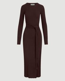 Carmen Tie-Front Ribbed Dress (Petite) | Mulberry