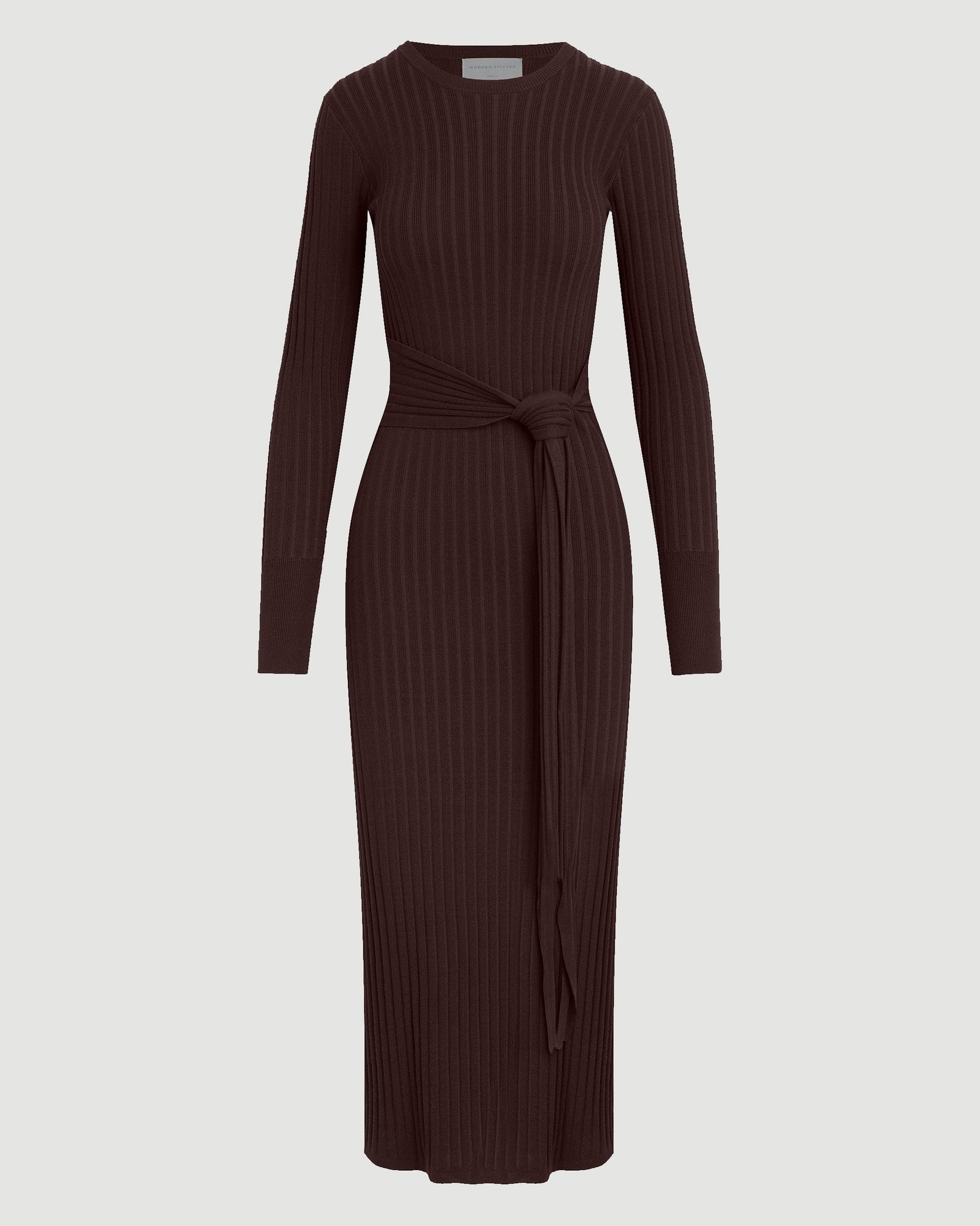 Carmen Tie-Front Ribbed Dress (Petite) | Mulberry