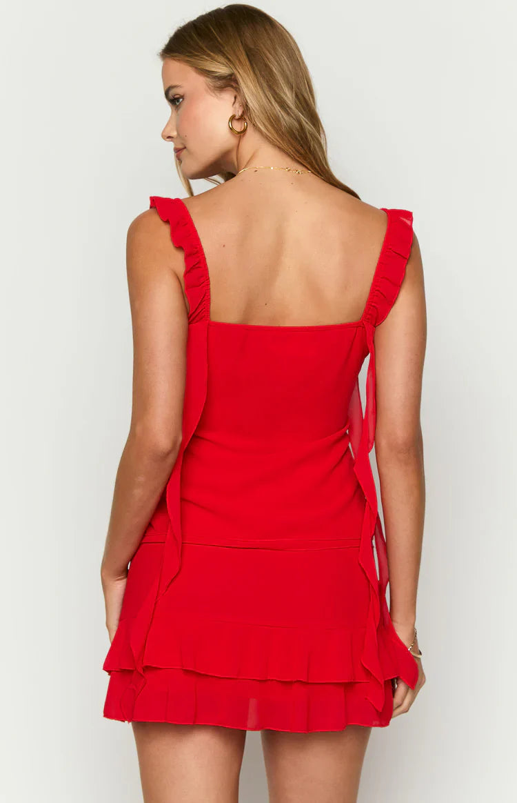 Caspian Chiffon Top | Red