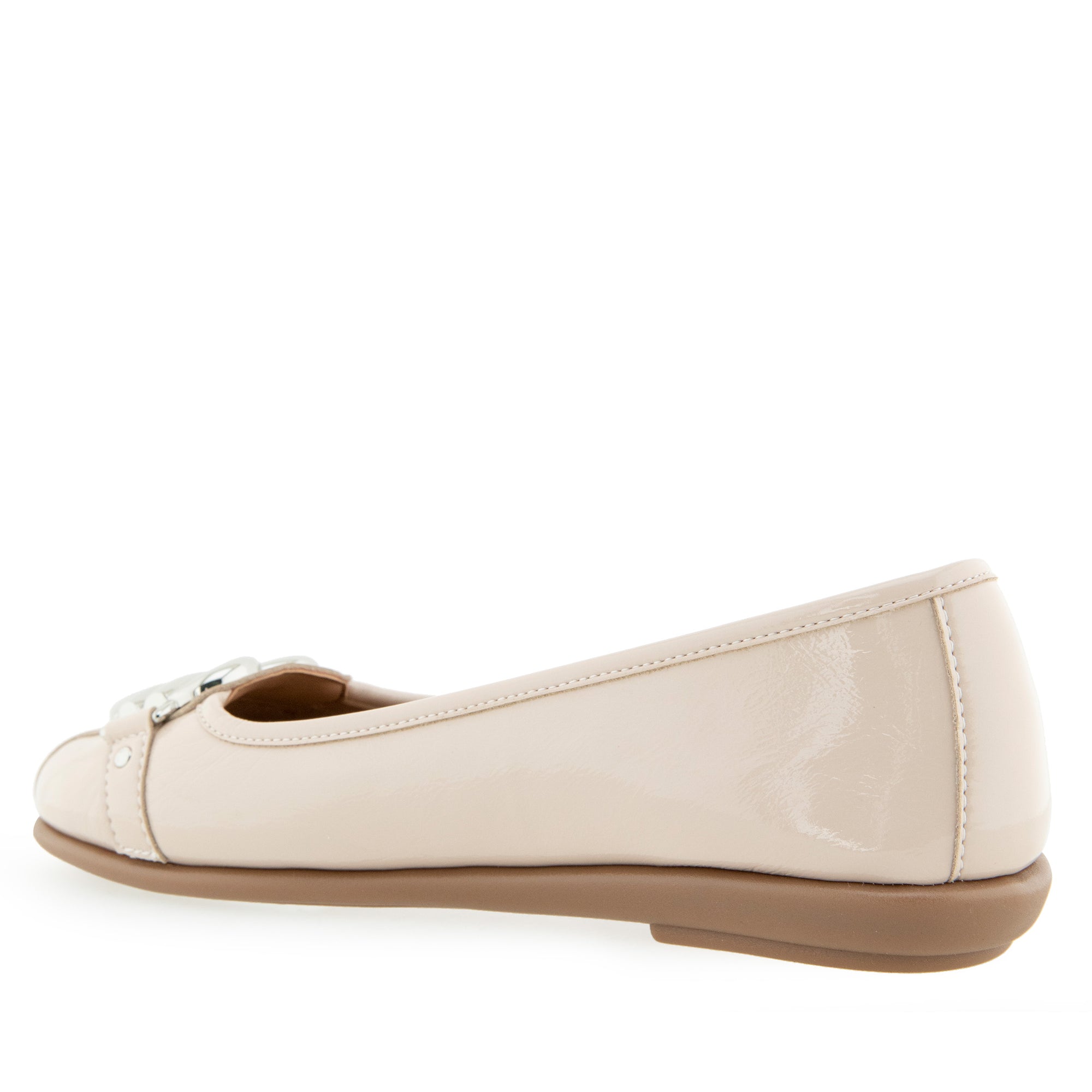 Big-Bet Casual Flat | Stone Faux Crinkle Patent