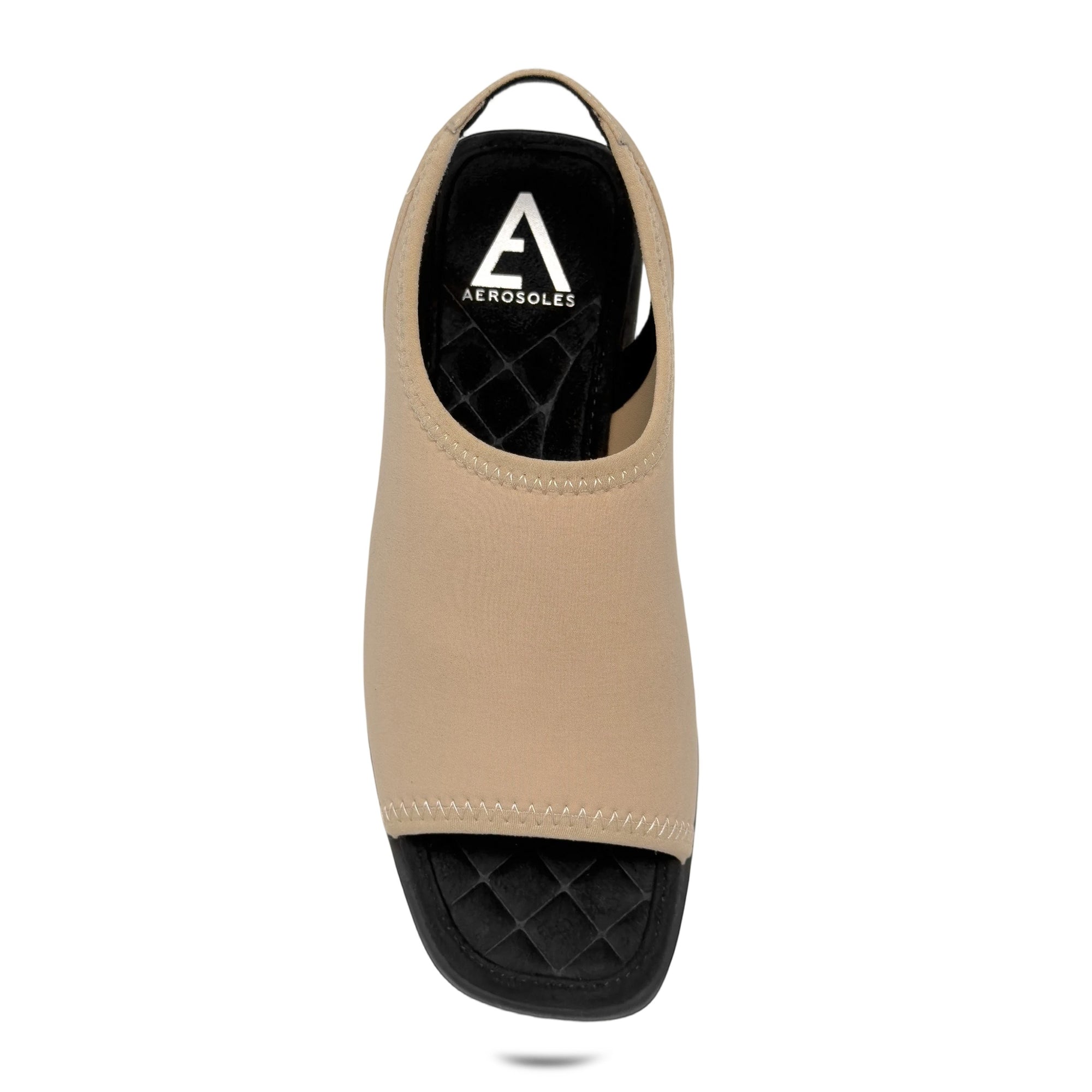 Azura Sandal Flat | Stone Stretch Gaberdine