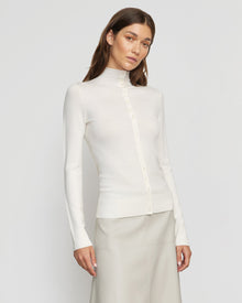 Renee | Charlene Wool Button Mock-Neck Sweater in Size Small