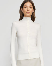 Renee | Charlene Wool Button Mock-Neck Sweater in Size Small