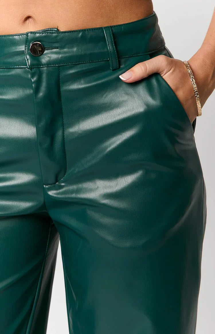Cool Shade PU Pants | Forest Green