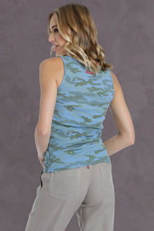Women | Camo Ribbed Tank | Cadet Blue