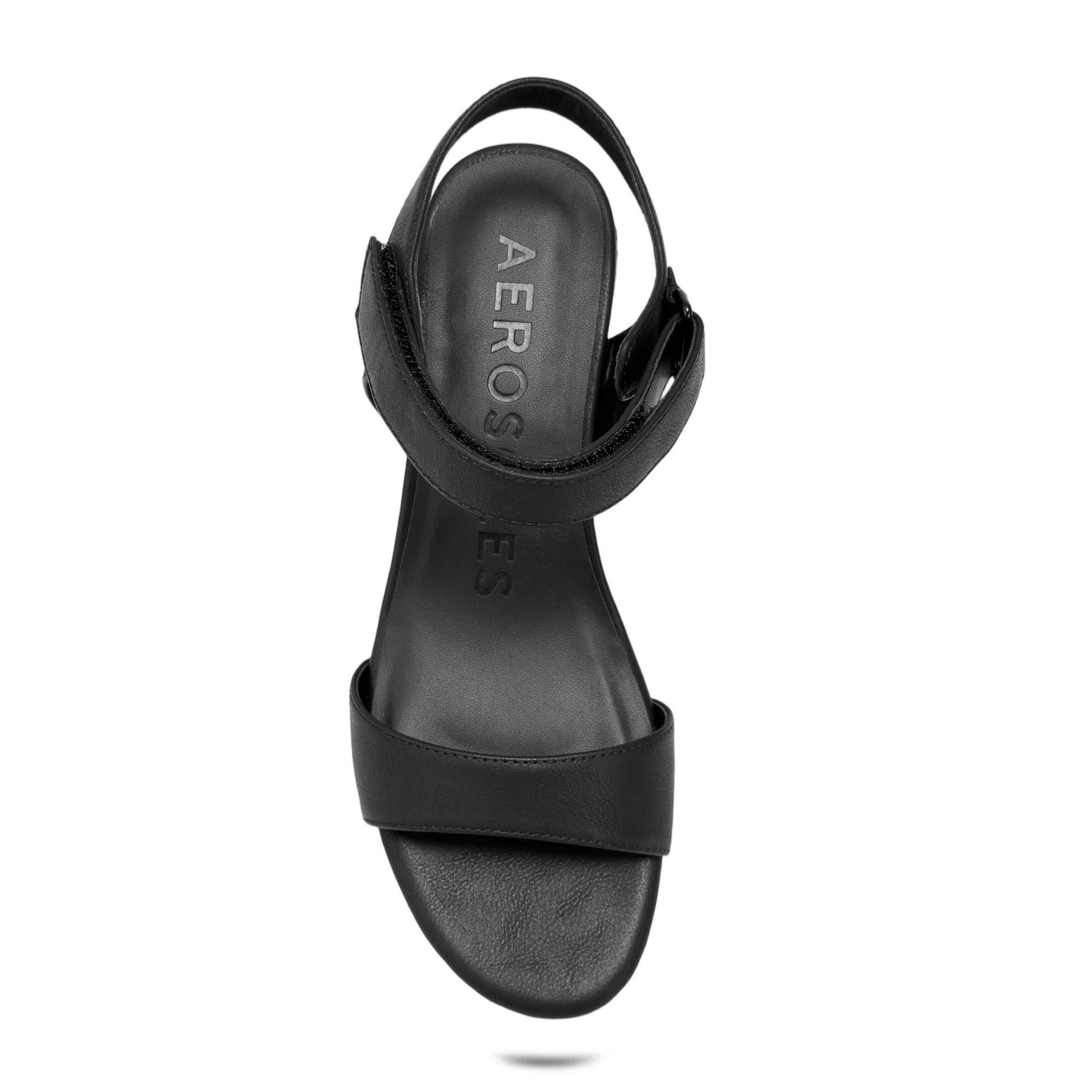 Wel Sandal Wedge | Black Faux Burnished Calf