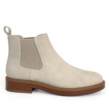 Poshan Bootie Low Block Heel | Stone Faux Tumbled Nubuck/Elastic