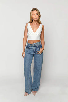 Dahlia Embellished Crop Top | White