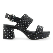 Camera Crystal Sandal Platform | Black Quilted Leather