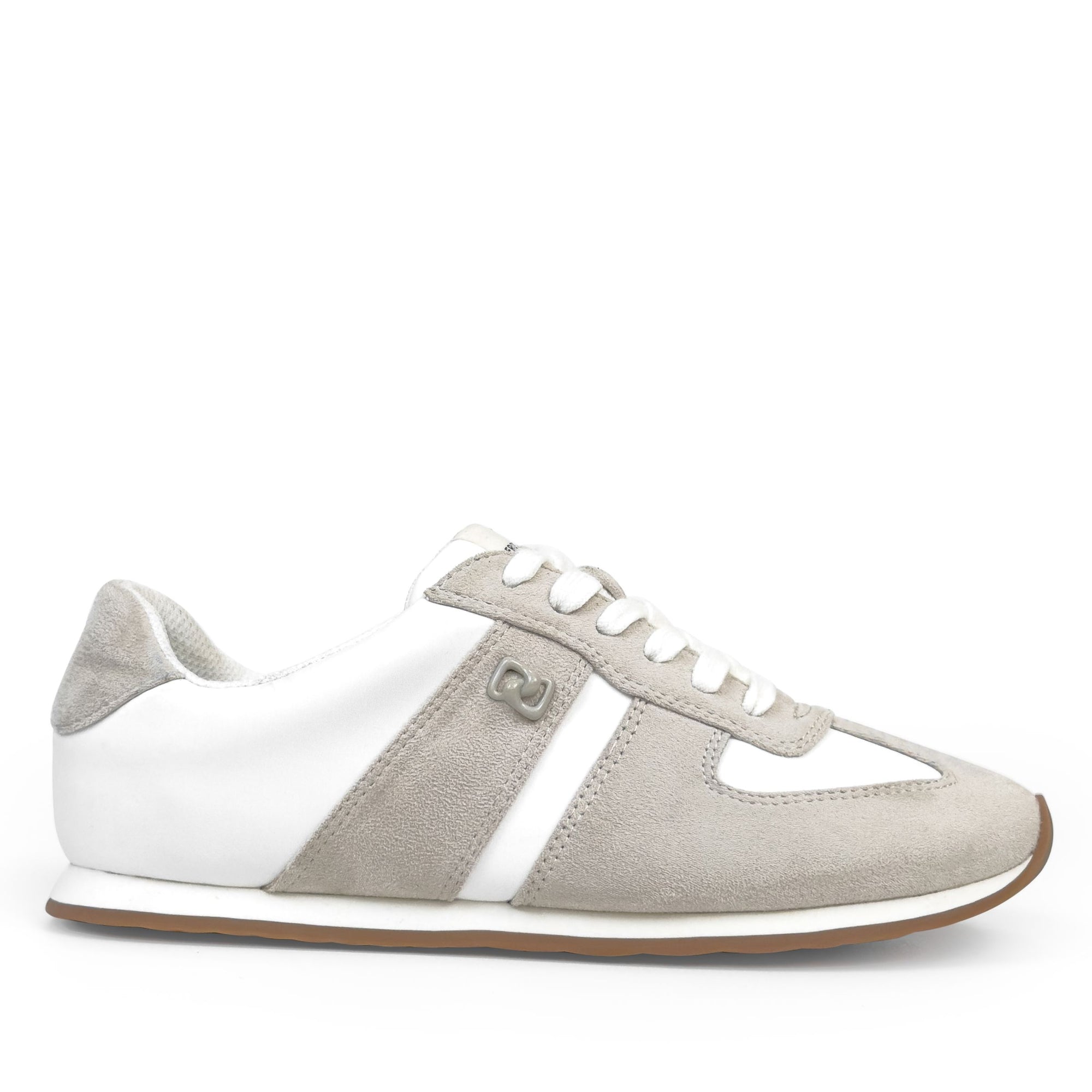 Jett Sneaker Lace Up | White Nylon/Faux Suede