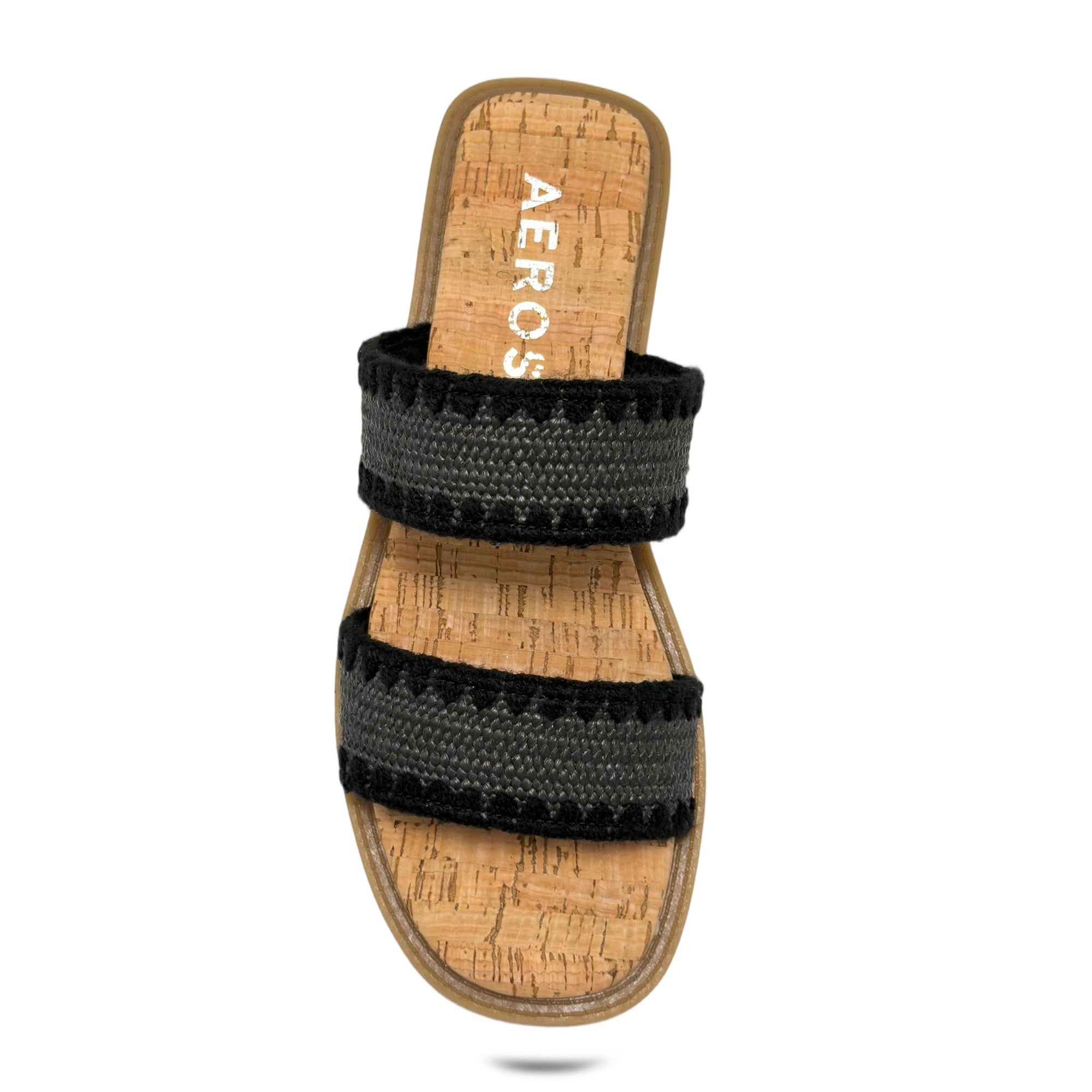 Centro Sandal Flat | Black Raffia Elastic