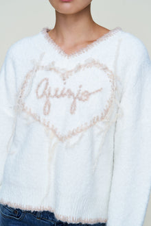 Womens | Guizio Heart Wool Sweater | White