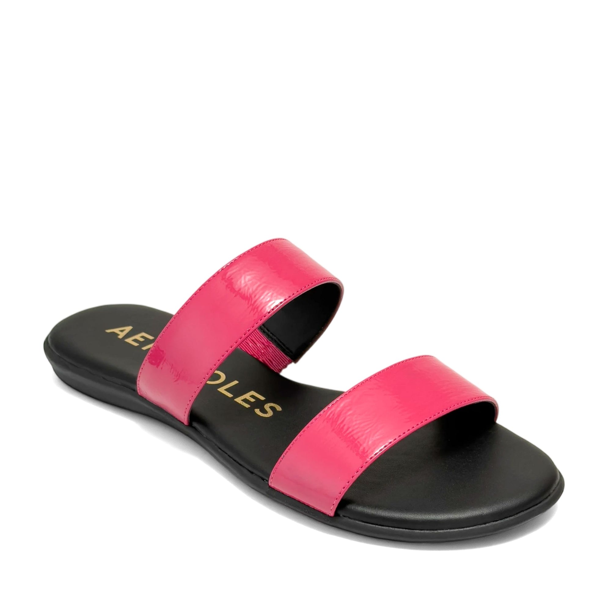 Concetta Sandal Flat | Magenta Faux Crinkle Patent