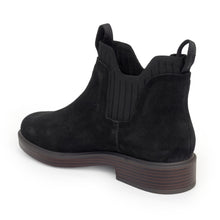 Pressly Bootie Low Block Heel | Black Sport Cow Suede/Knit