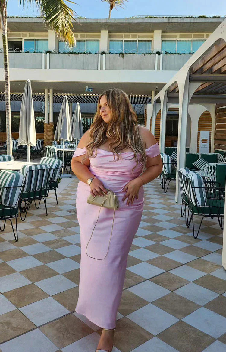 Ella Off Shoulder Prom Dress | Light Pink