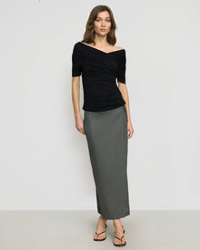 Renee | Ellie Linen Maxi Wrap Skirt in Size Small