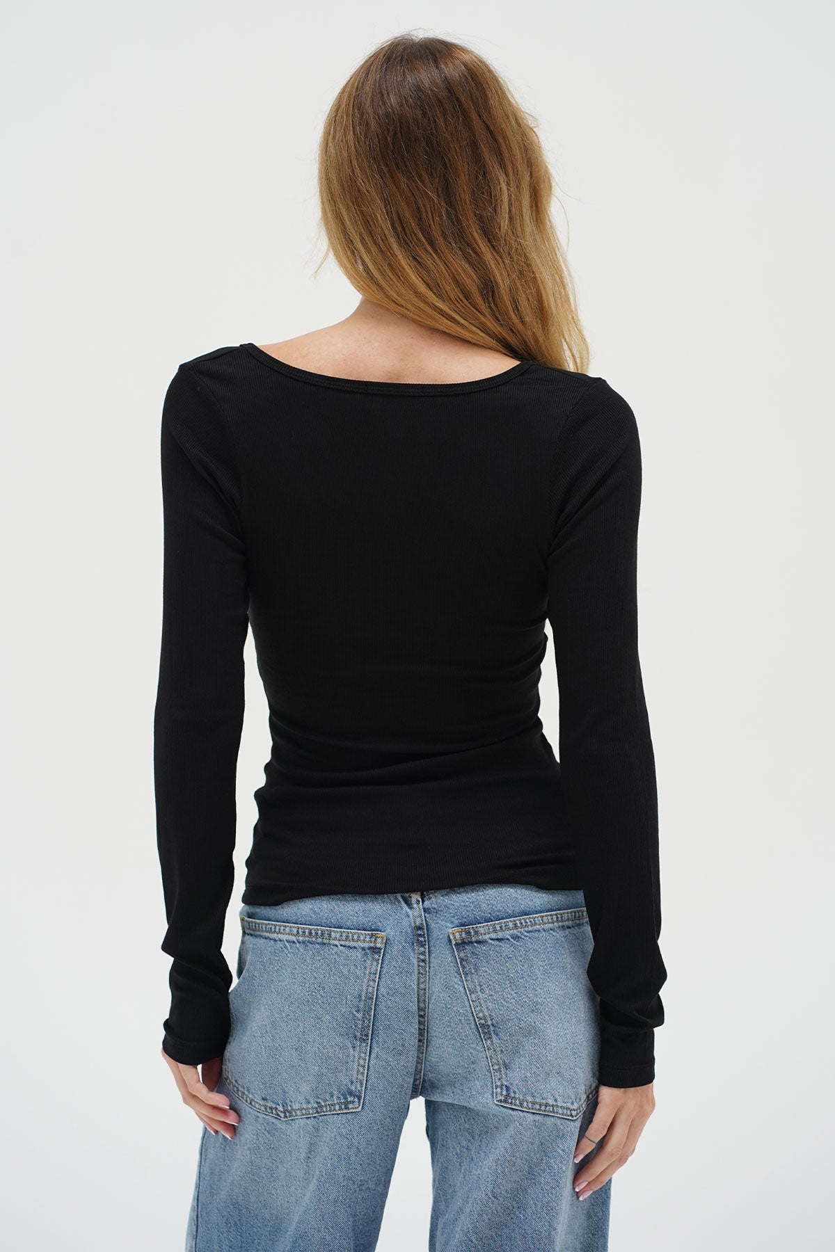 LNA Emory Notch Long Sleeve in Black
