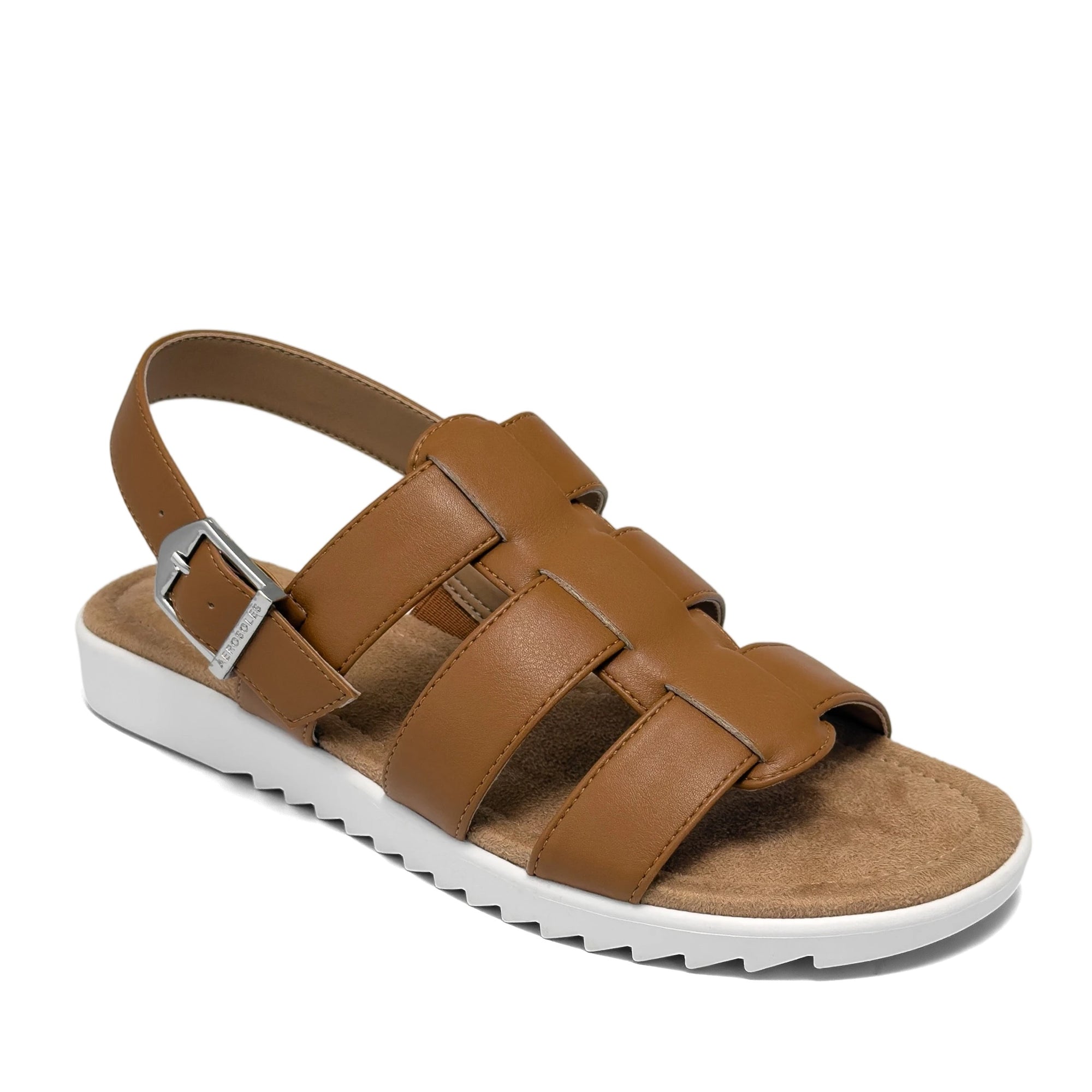 Jara Sandal Flat | Tan Faux Nappa