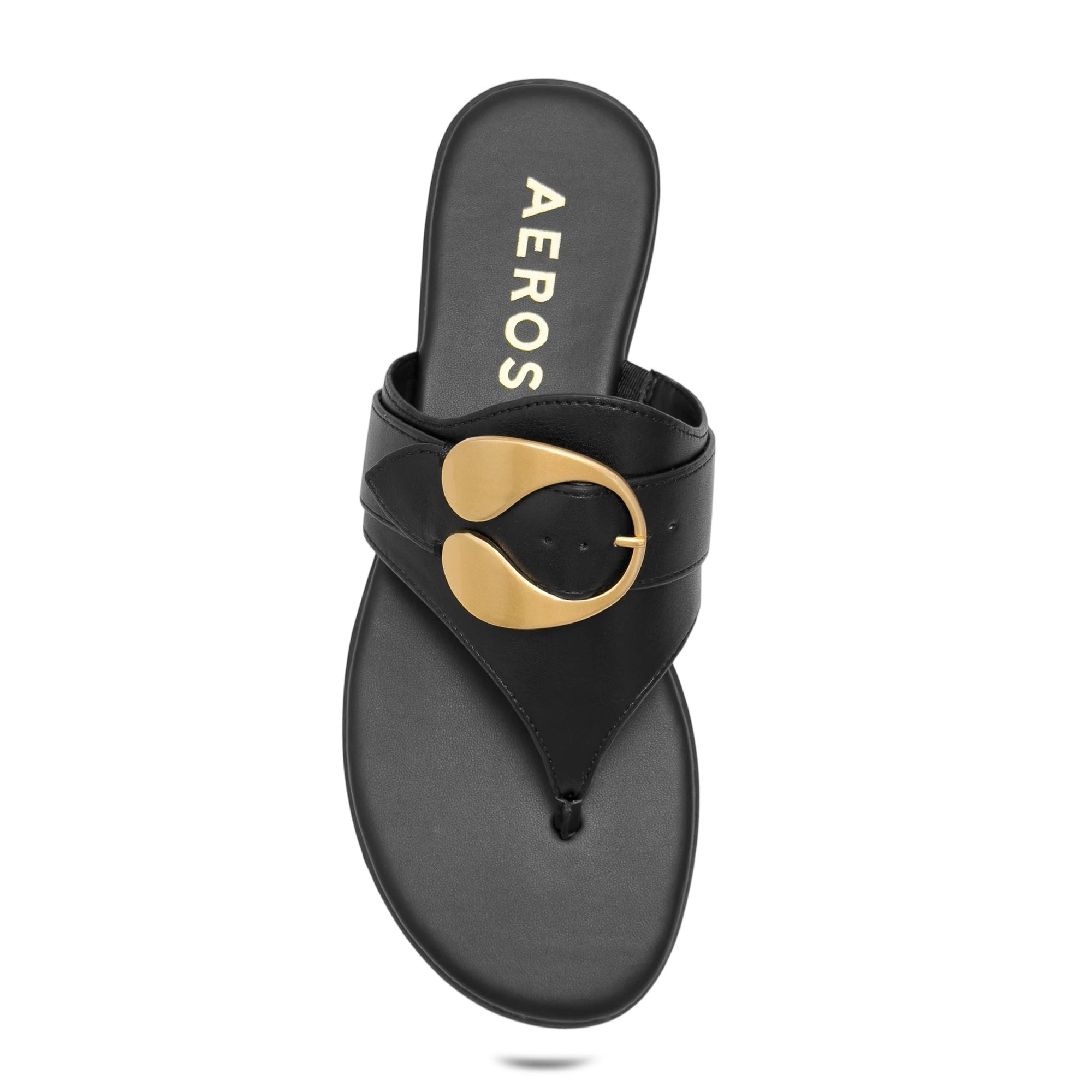 Glam Sandal Flat | Black Faux Nappa