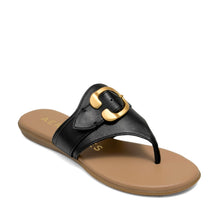 Glitz Sandal Flat | Black Faux Nappa