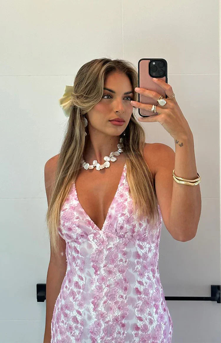 Farida Lace Maxi Dress | Pink