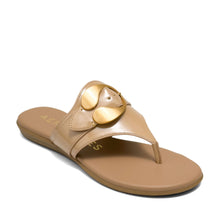 Glam Sandal Flat | Beige Bisque Faux Patent