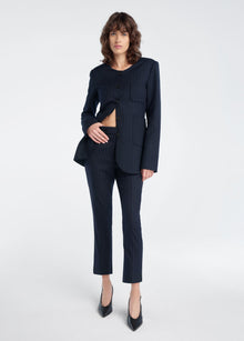 navy pinstripe