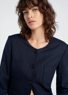 navy pinstripe