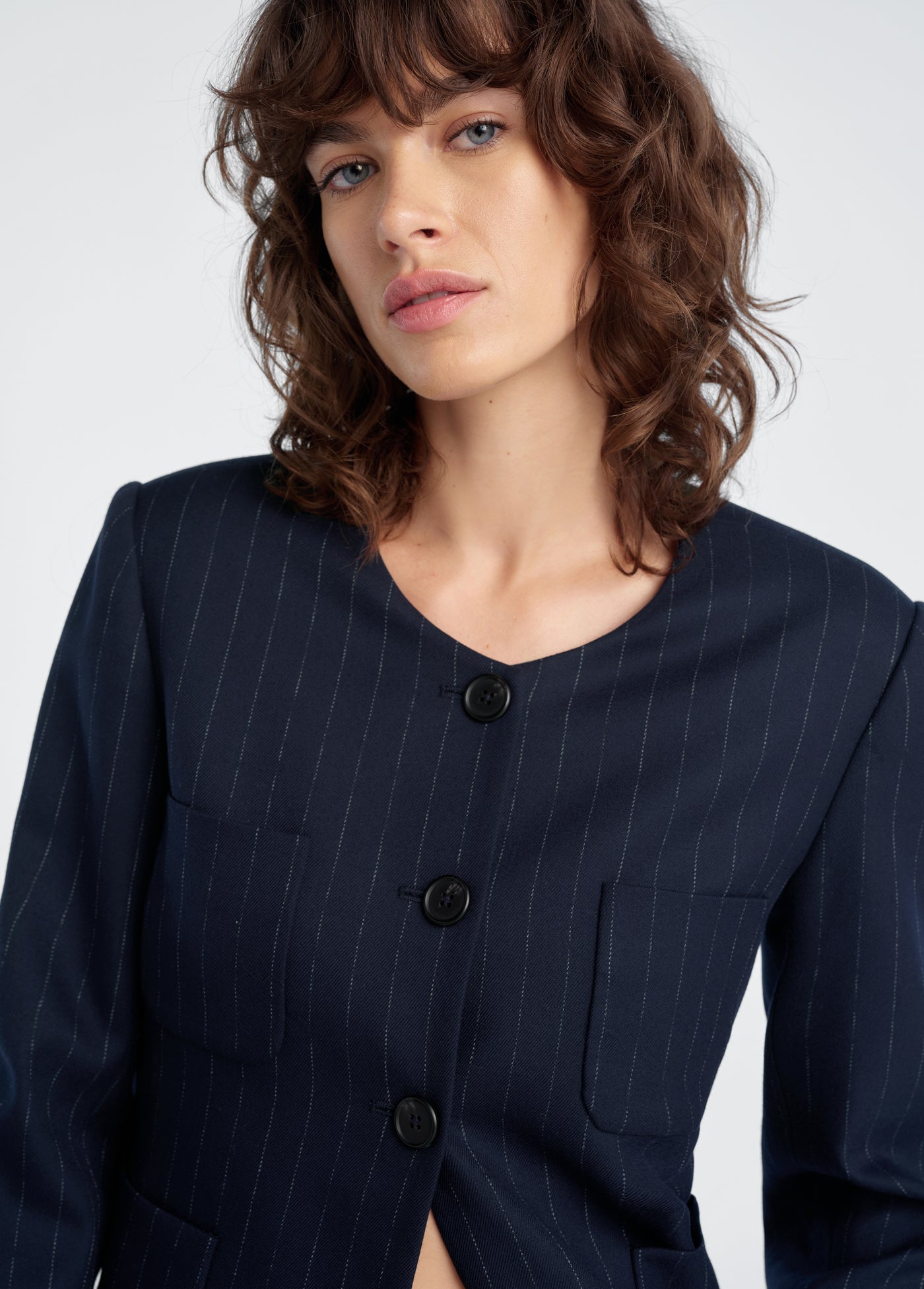 navy pinstripe