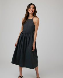 Fitted Midi Halter Dress | Black