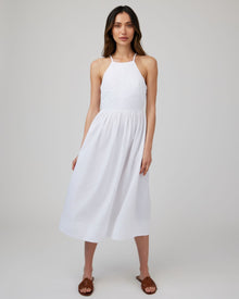 Fitted Midi Halter Dress | White