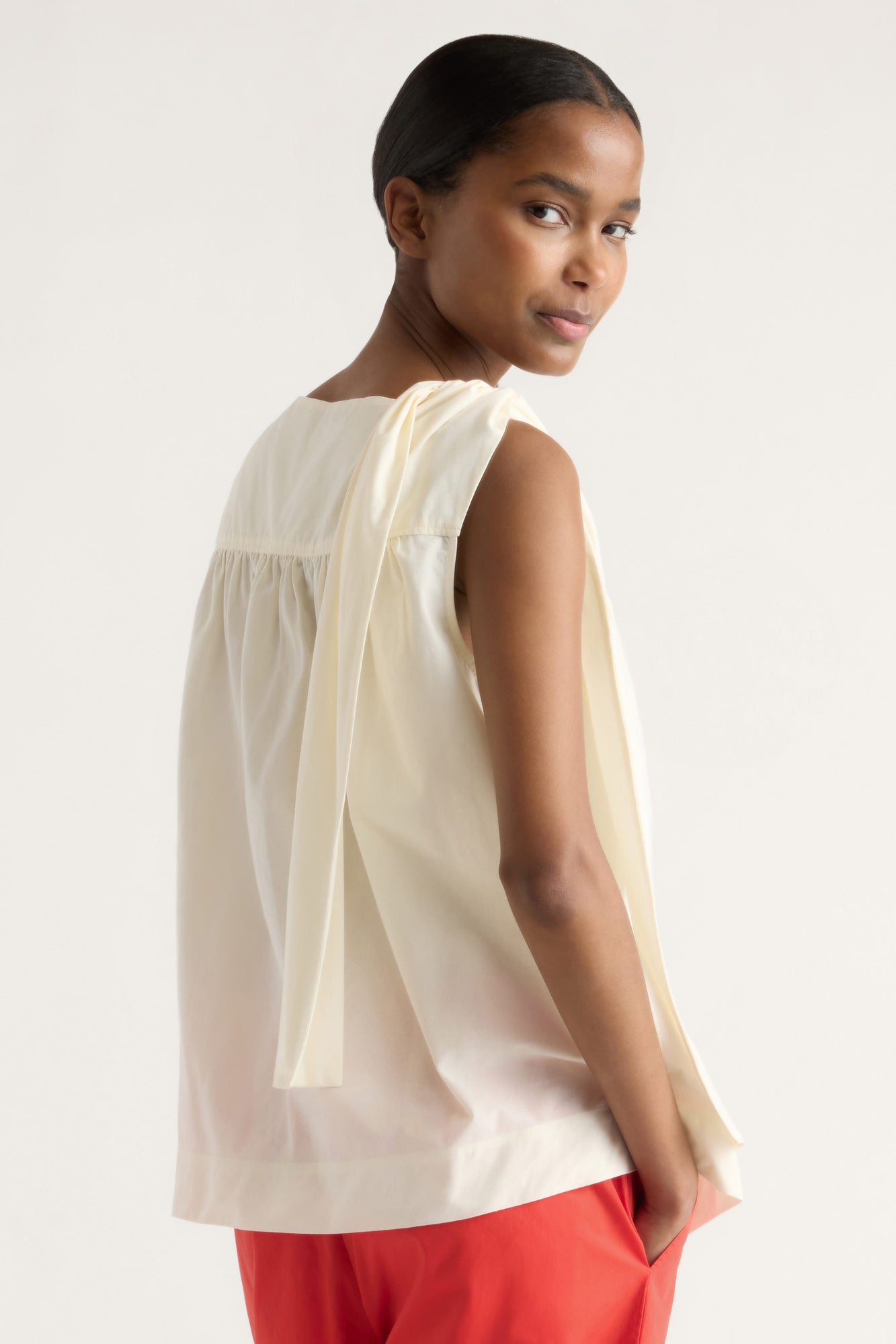 Isilda | Florence Tie-Shoulder Cotton Blouse in Size Extra Small