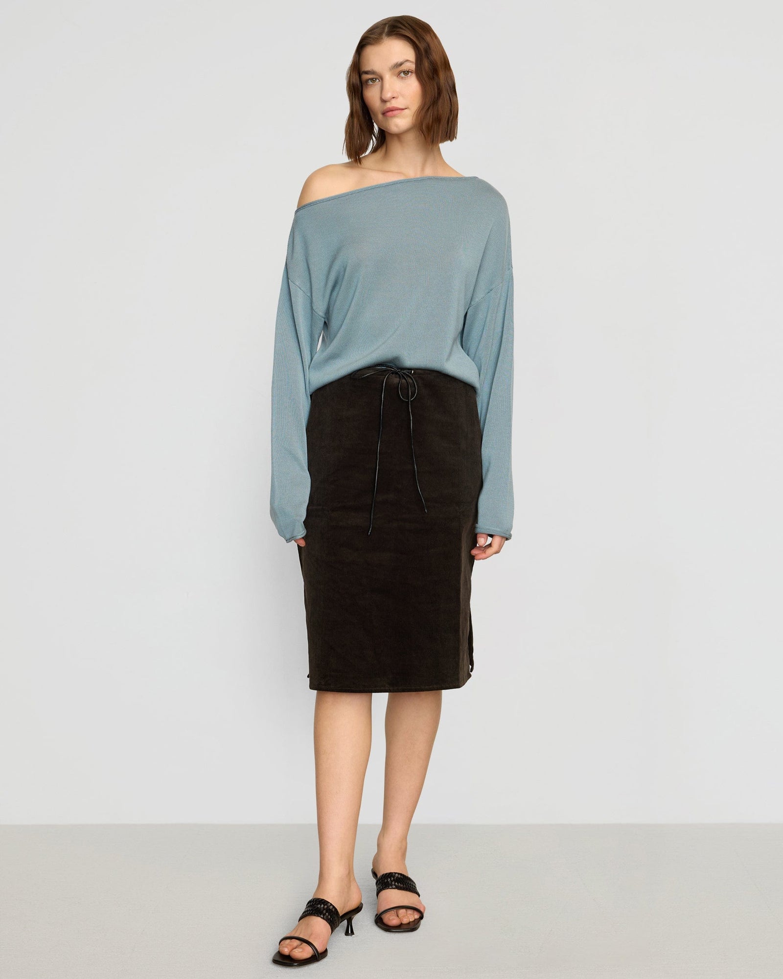 Helena | Hachi Tencel-Wool Off-Shoulder Sweater in Size Small