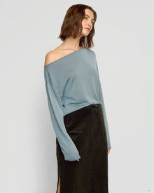 Helena | Hachi Tencel-Wool Off-Shoulder Sweater in Size Small