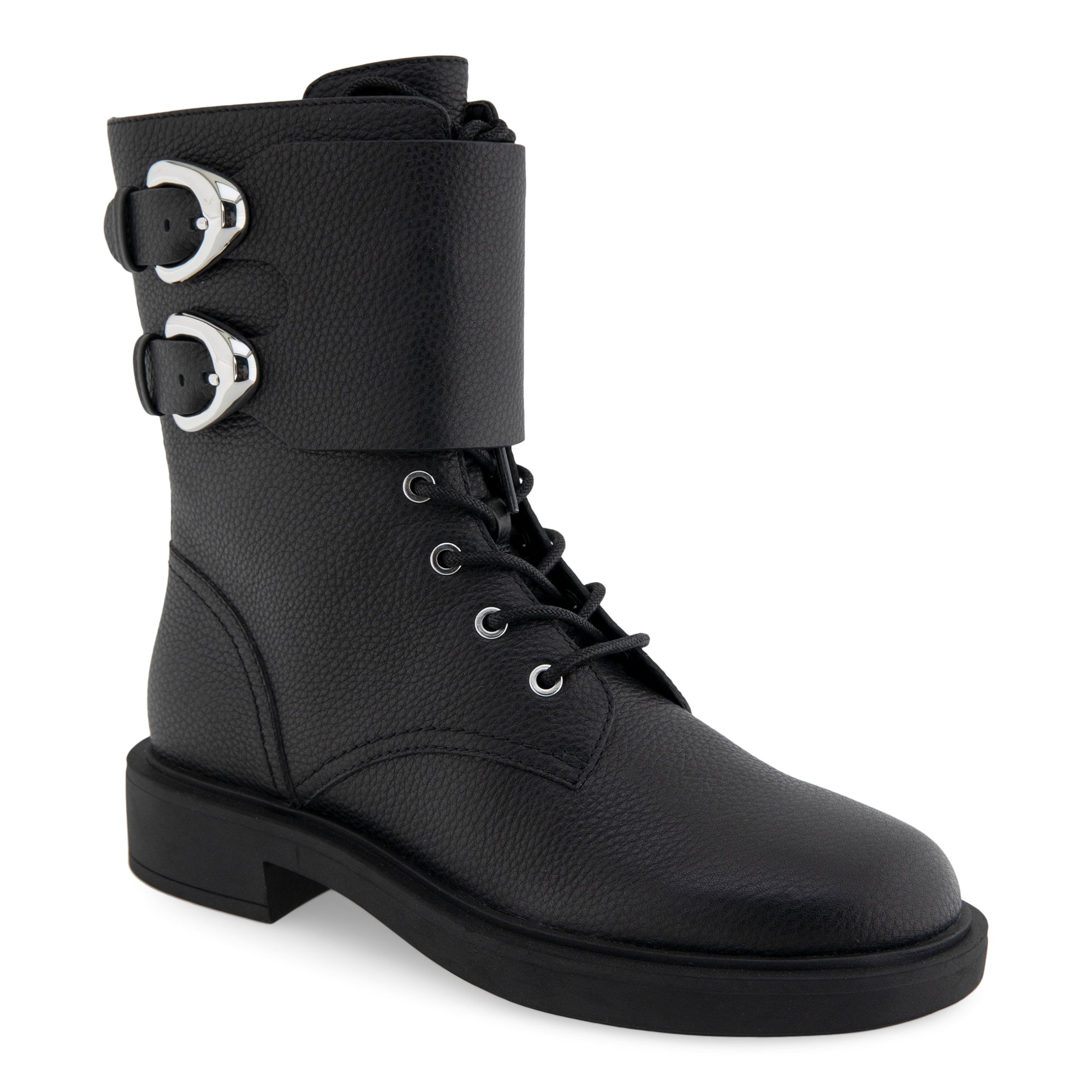Gobetta Bootie Low Block Heel | Black Pebble Pebble Leather