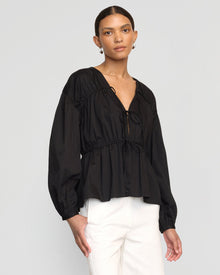 Vanessa | Hira Tie-Front Cotton Blouse in Size Small