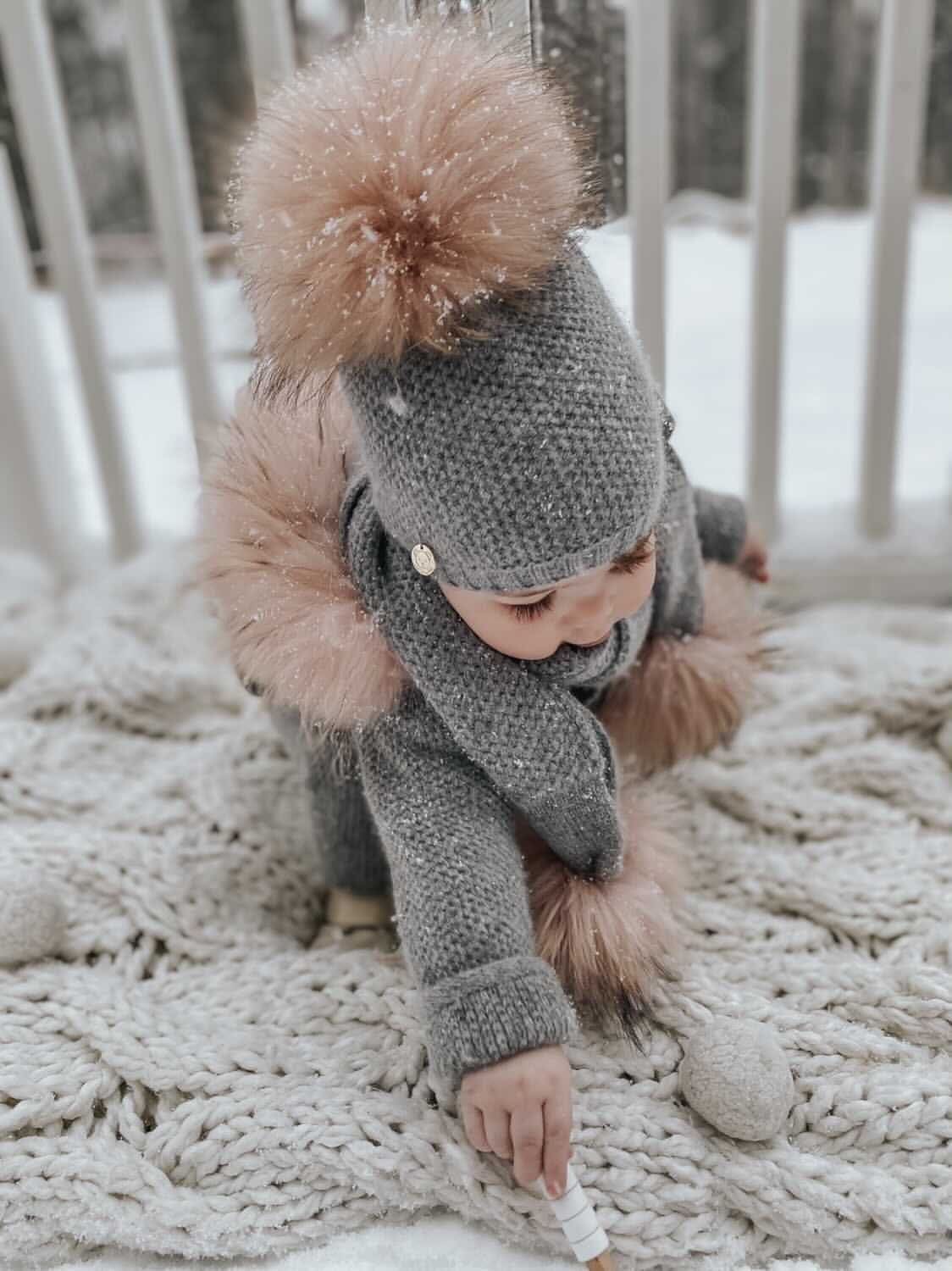 Unisex | Honeycomb Grey Cashmere Beanie Hats Pink Pom | Gray