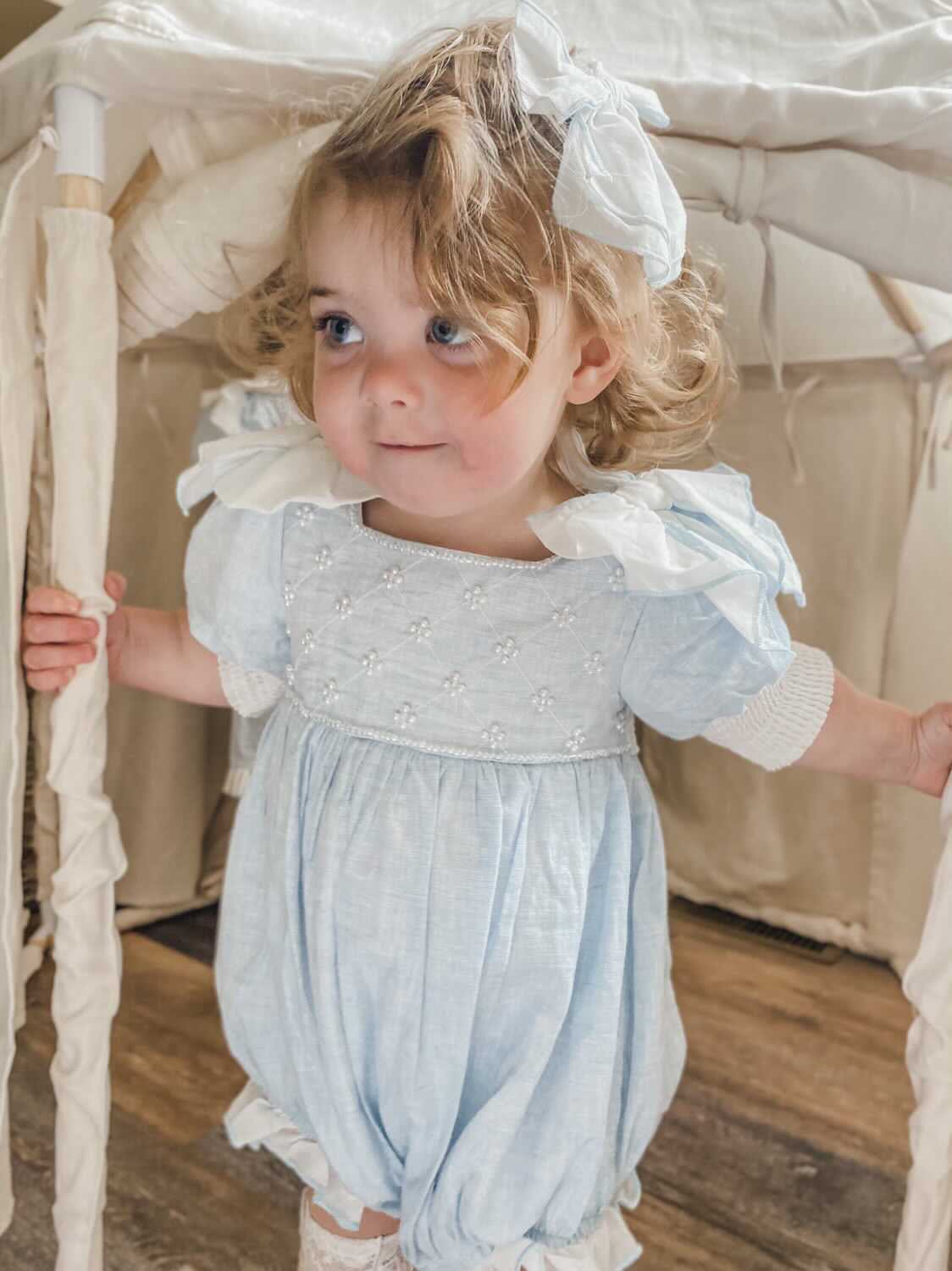 Charlotte Baby Blue Romper - Petite Maison Kids