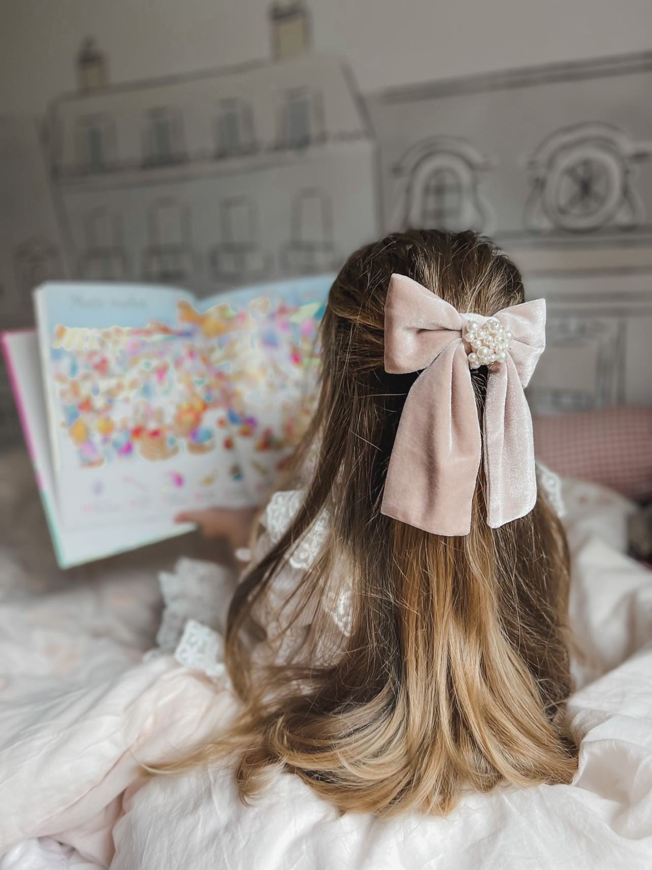 Girl | Dusty Velour Hair Bow | Pink