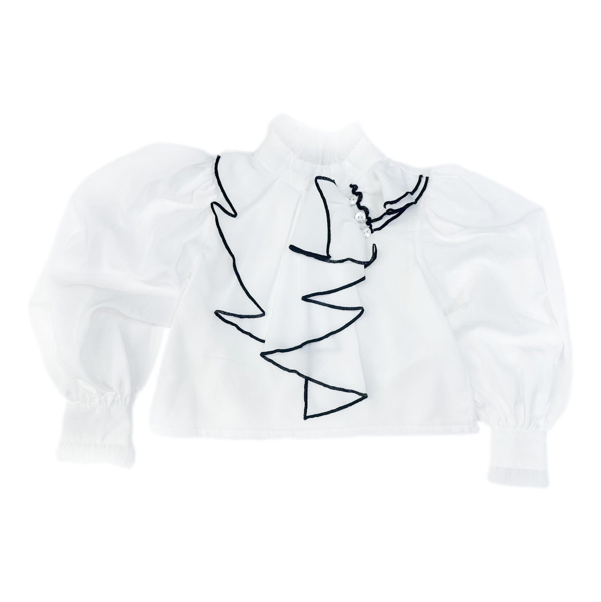 Girl | Gwen Blouse With Ruffle Trim | White x black