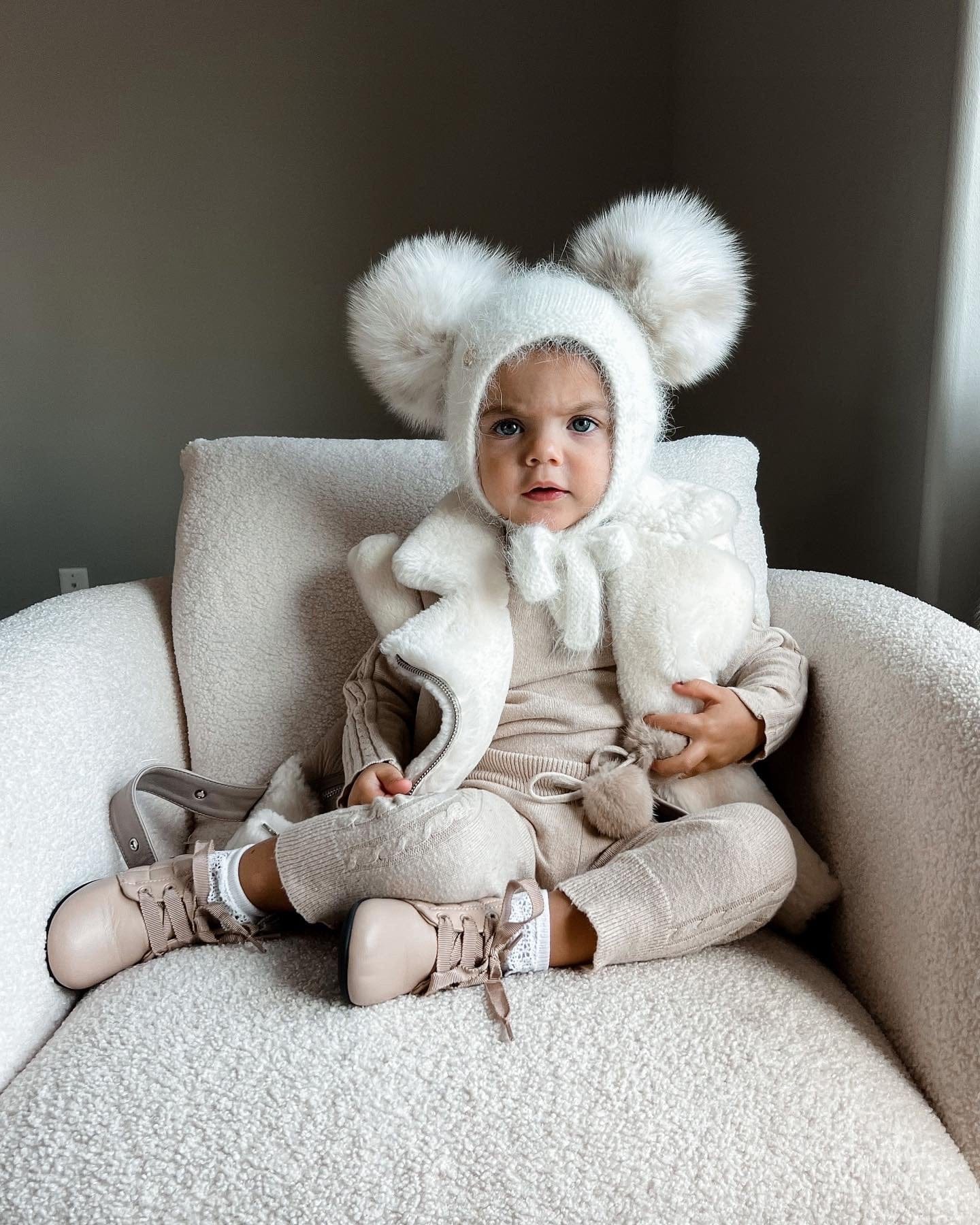 Unisex | Hero Cashmere Bonnet | White x Beige