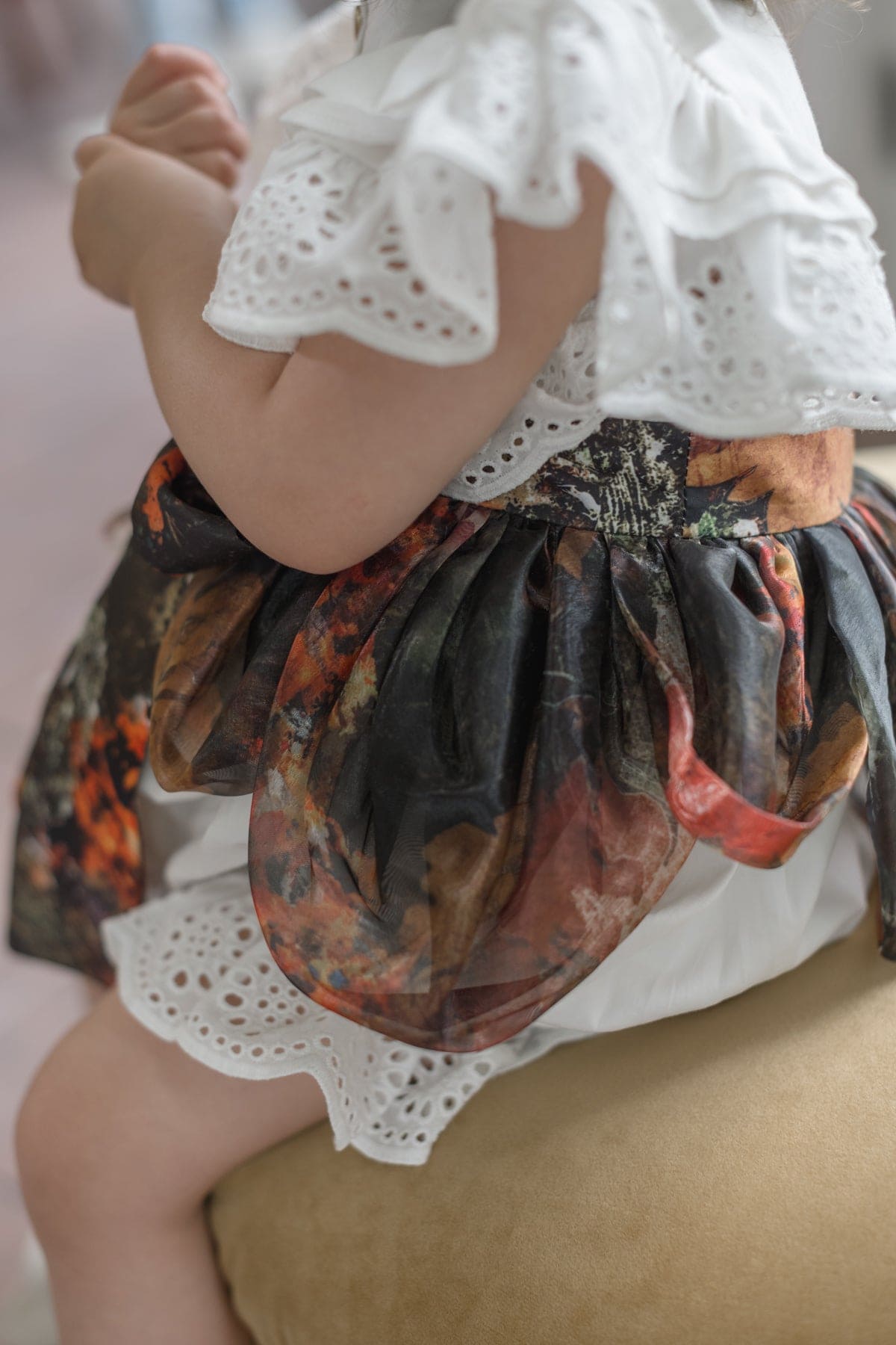 Girl | Alexis Foliage Print Romper | White