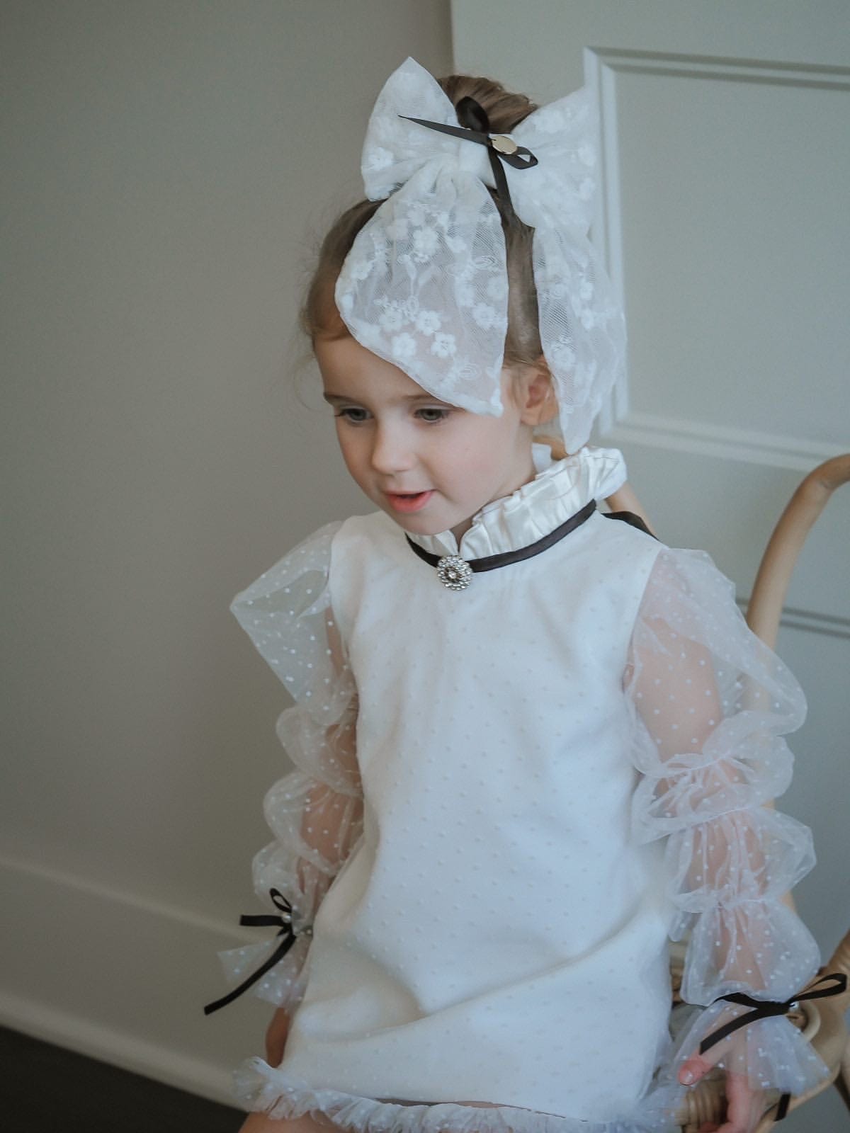 Embroidered Flower Hair Bows - Petite Maison Kids