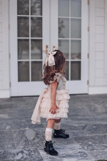 Girl | Anise Satin Embroidered Hair Bows | Champagne